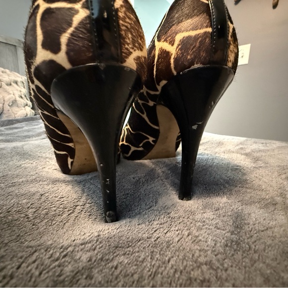 Nine West Giraffe Print Peep Toe Heels - Brown and Black - Picture 5 of 8